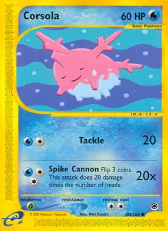 Corsola card from Expedition Base Set, number 102/165