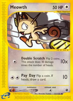 Meowth card from Expedition Base Set, number 121/165
