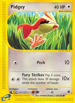 Pidgey card from Expedition Base Set, number 123/165