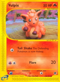 Vulpix card from Expedition Base Set, number 136/165
