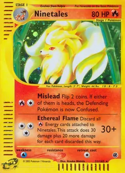 Ninetales card from Expedition Base Set, number 21/165