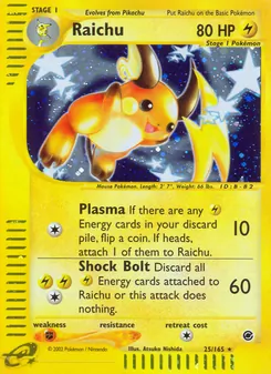 Raichu card from Expedition Base Set, number 25/165