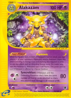 Alakazam card from Expedition Base Set, number 33/165