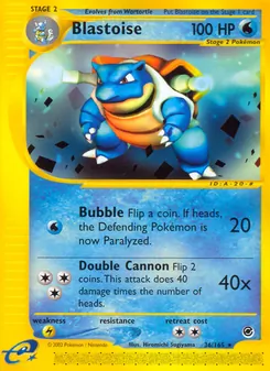 Blastoise card from Expedition Base Set, number 36/165