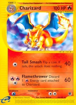 Charizard card from Expedition Base Set, number 39/165