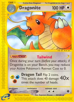 Dragonite card from Expedition Base Set, number 43/165