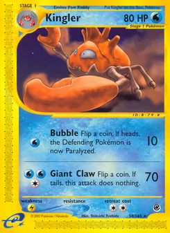 Kingler card from Expedition Base Set, number 50/165