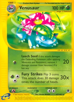 Venusaur card from Expedition Base Set, number 67/165