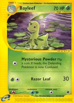 Bayleef card from Expedition Base Set, number 71/165