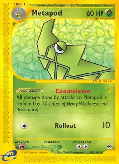 Metapod card from Expedition Base Set, number 87/165