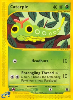 Caterpie card from Expedition Base Set, number 96/165