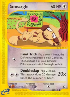 Smeargle card from Aquapolis, number 109/147