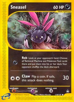 Sneasel card from Aquapolis, number 110/147