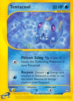 Tentacool card from Aquapolis, number 113/147