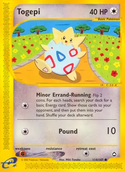 Togepi card from Aquapolis, number 114/147