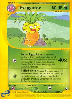 Exeggutor card from Aquapolis, number 12/147