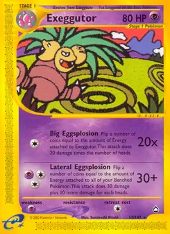Exeggutor card from Aquapolis, number 13/147