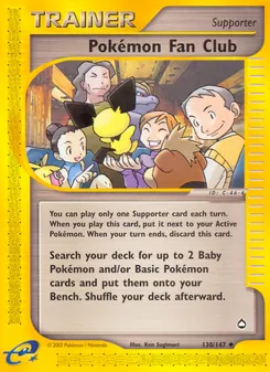 Pokémon Fan Club card from Aquapolis, number 130/147