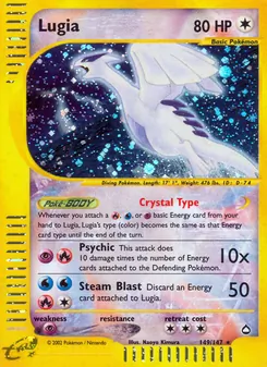 Lugia card from Aquapolis, number 149/147