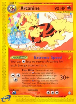 Arcanine card from Aquapolis, number 2/147