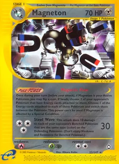 Magneton card from Aquapolis, number 22/147