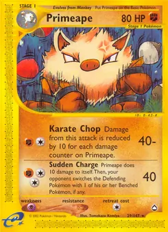 Primeape card from Aquapolis, number 29/147