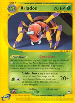Ariados card from Aquapolis, number 3/147