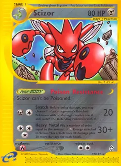 Scizor card from Aquapolis, number 32/147