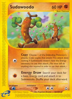 Sudowoodo card from Aquapolis, number 36/147