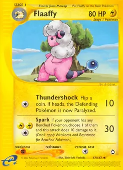 Flaaffy card from Aquapolis, number 47/147