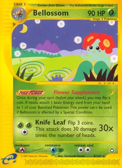Bellossom card from Aquapolis, number 5/147