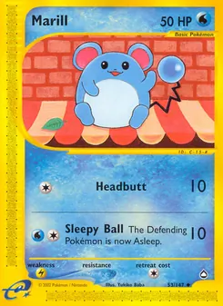 Marill card from Aquapolis, number 53/147