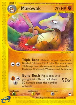 Marowak card from Aquapolis, number 54/147
