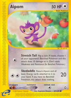 Aipom card from Aquapolis, number 67/147