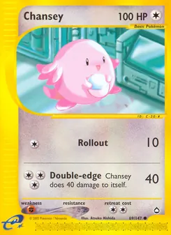 Chansey card from Aquapolis, number 69/147