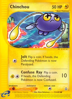 Chinchou card from Aquapolis, number 71/147