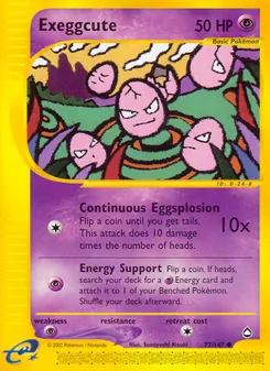Exeggcute card from Aquapolis, number 77/147