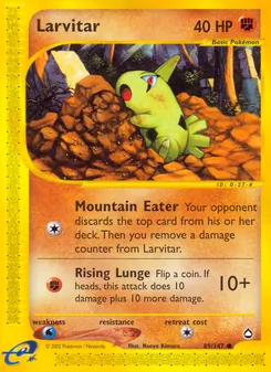 Larvitar card from Aquapolis, number 89/147