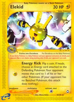 Elekid card from Aquapolis, number 9/147