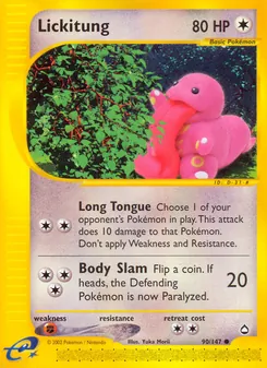 Lickitung card from Aquapolis, number 90/147