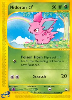 Nidoran ♂ card from Aquapolis, number 96/147