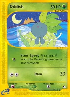 Oddish card from Aquapolis, number 97/147