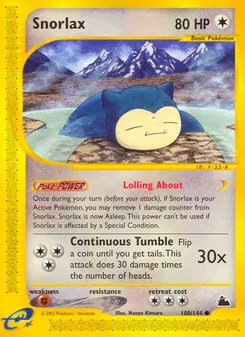 Snorlax card from Skyridge, number 100/144