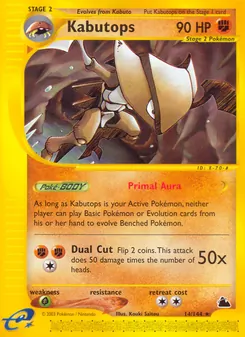 Kabutops card from Skyridge, number 14/144