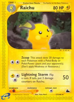 Raichu card from Skyridge, number 27/144