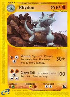 Rhydon card from Skyridge, number 29/144