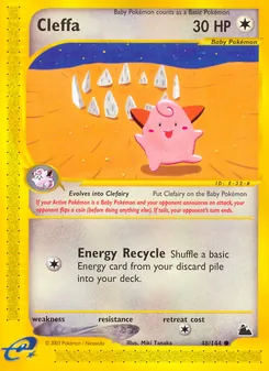 Cleffa card from Skyridge, number 48/144