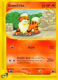Growlithe card from Skyridge, number 62/144