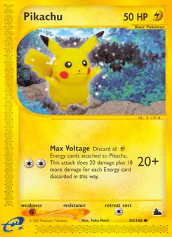 Pikachu card from Skyridge, number 84/144
