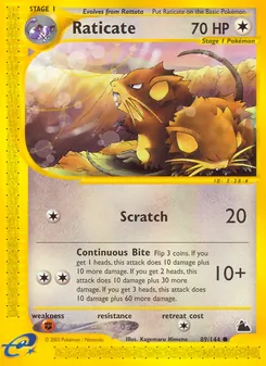 Raticate card from Skyridge, number 89/144